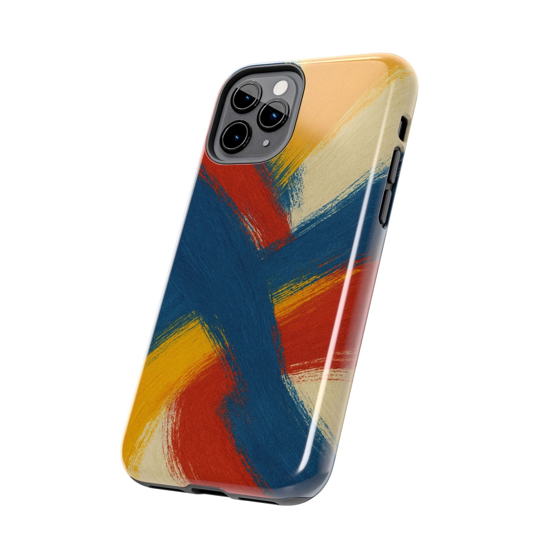 Abstract Brushstroke Tough Phone Case — Colorful Red, Blue & Yellow Protective Cover  Shamo's