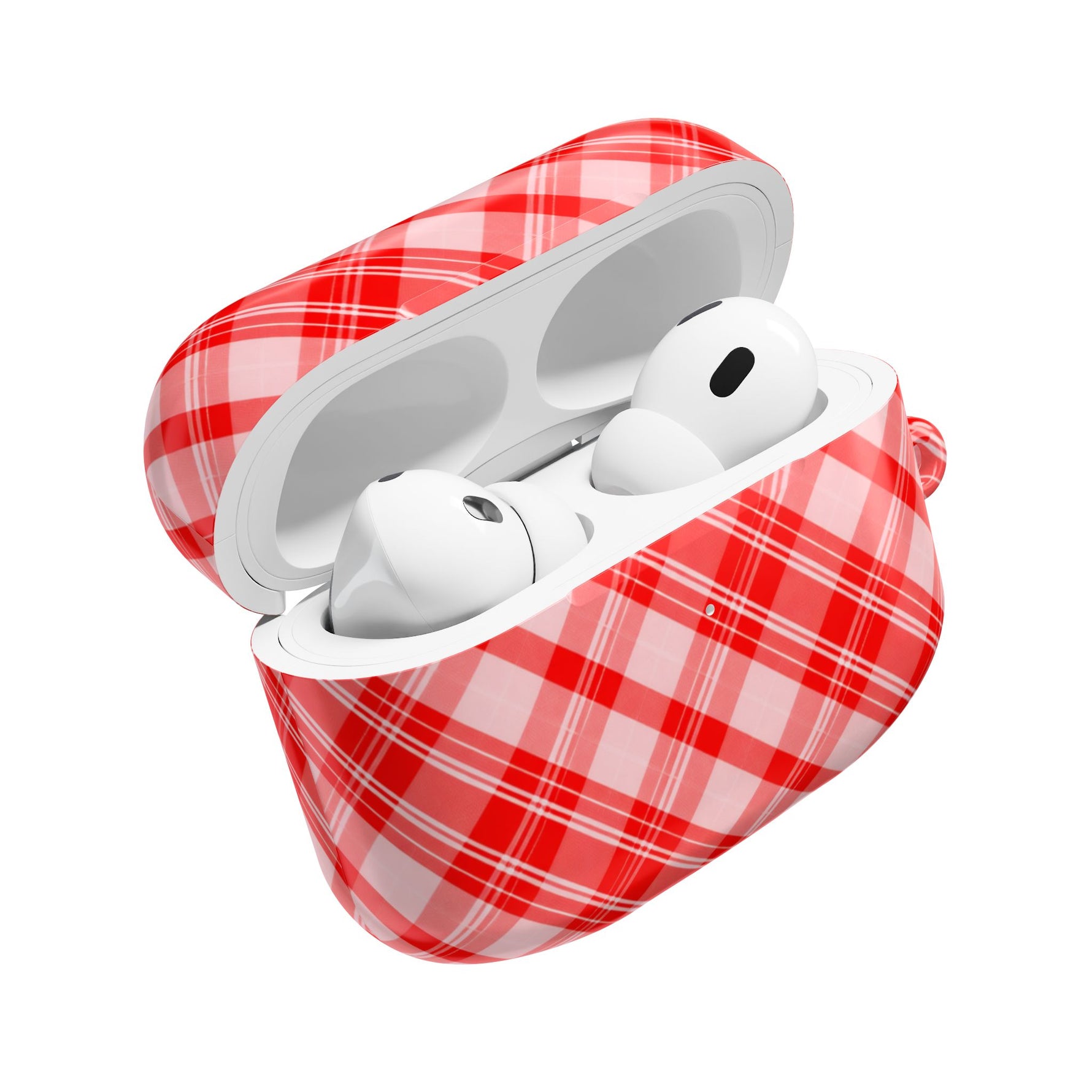 Red Plaid AirPod Case – Festive Check Pattern Protective Cover