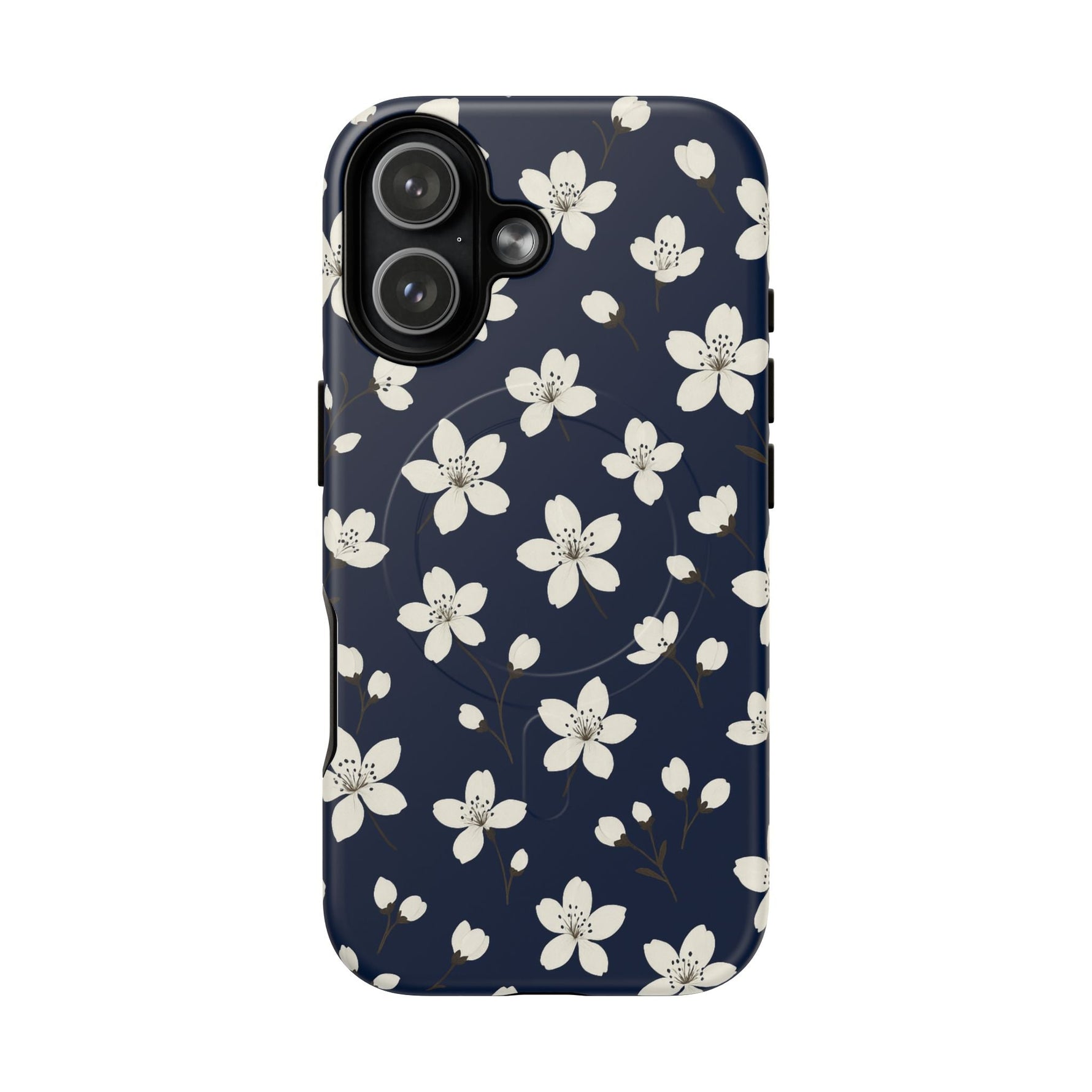 Navy Blossom Floral iPhone Case | MagSafe  Shamo's iPhone 17 / Matte