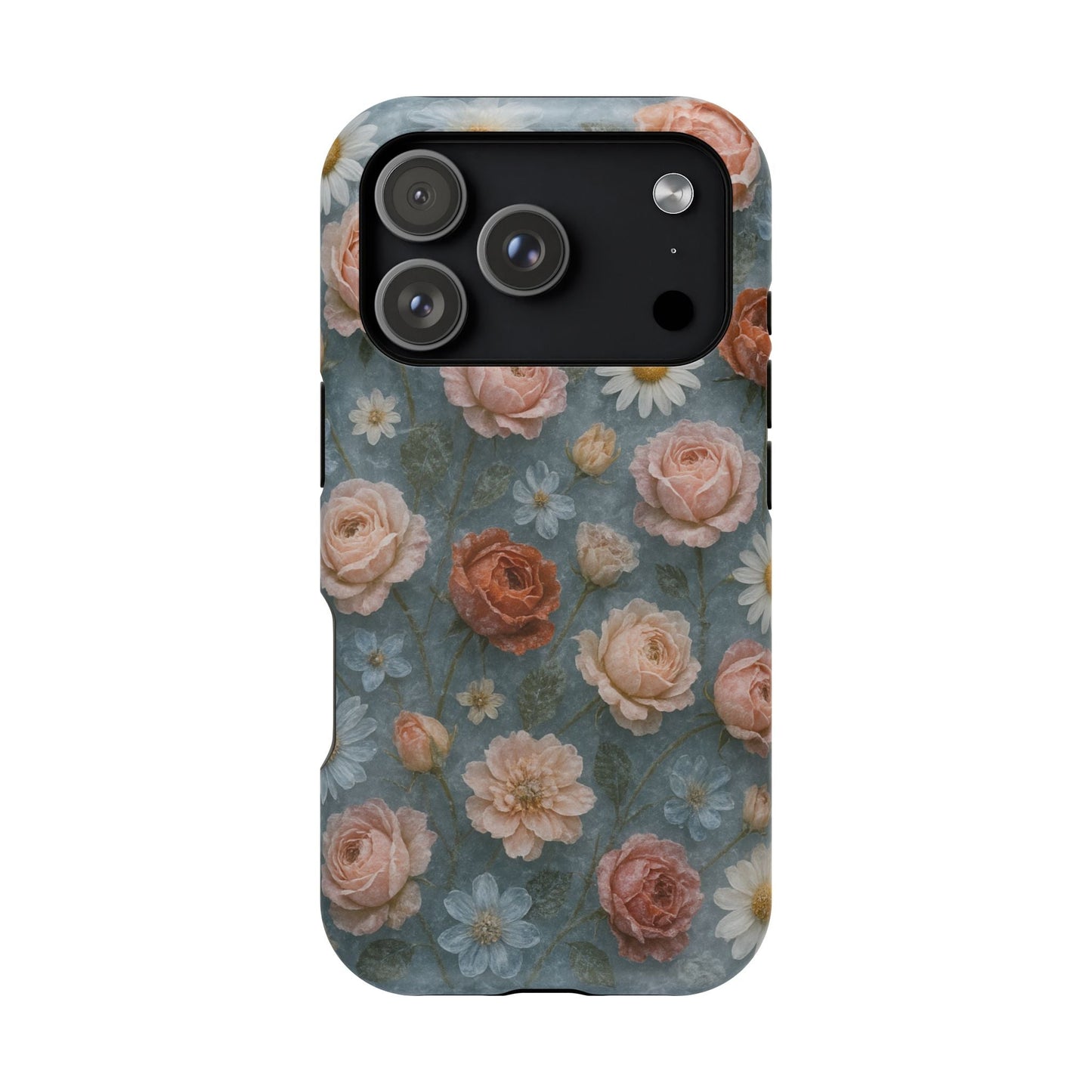 Frozen Floral Vintage Roses & Daisies iPhone Case with MagSafe compatibility  Shamo's iPhone 17 Pro / Matte