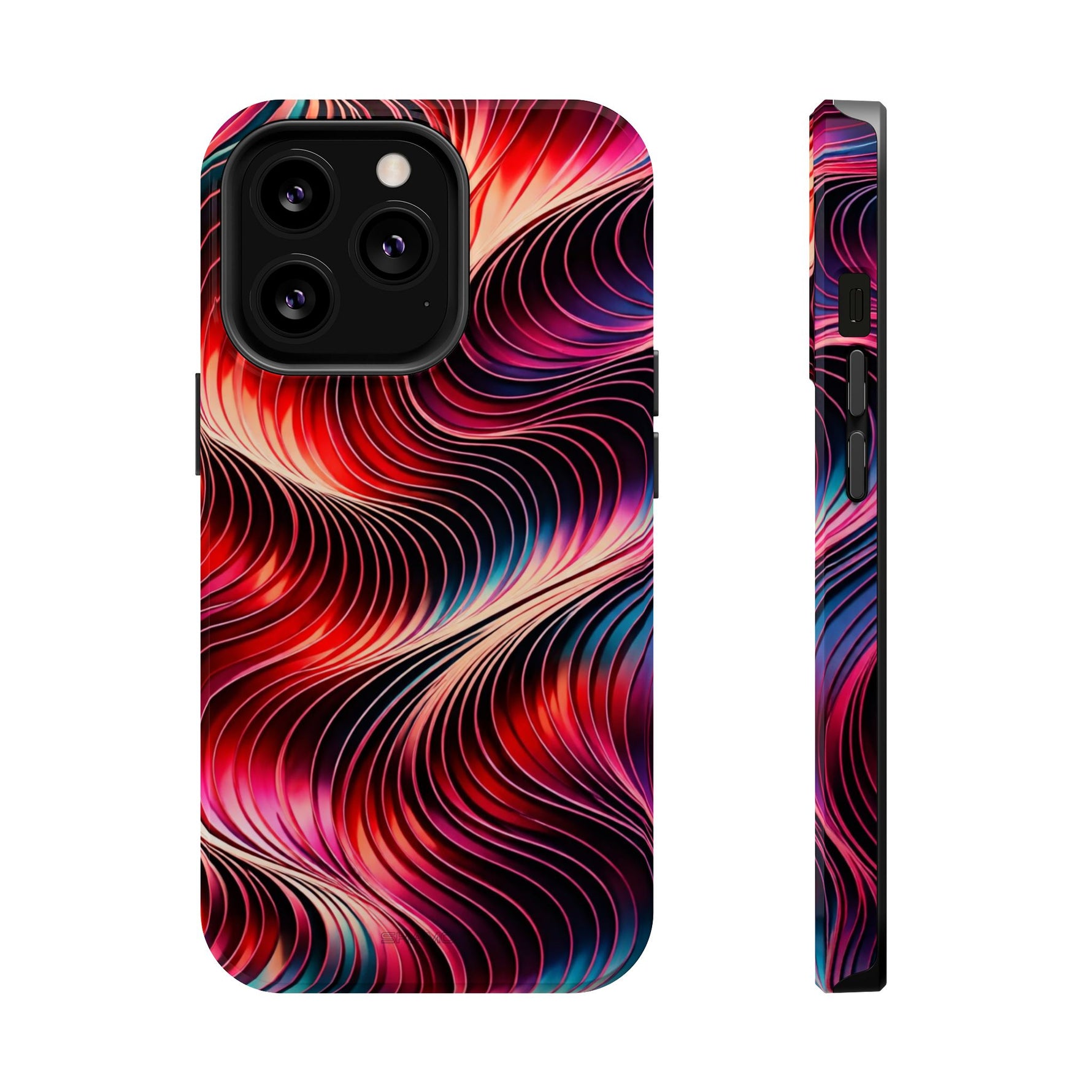 Abstract Red Wave Magnetic Impact-Resistant Phone Case | MagSafe