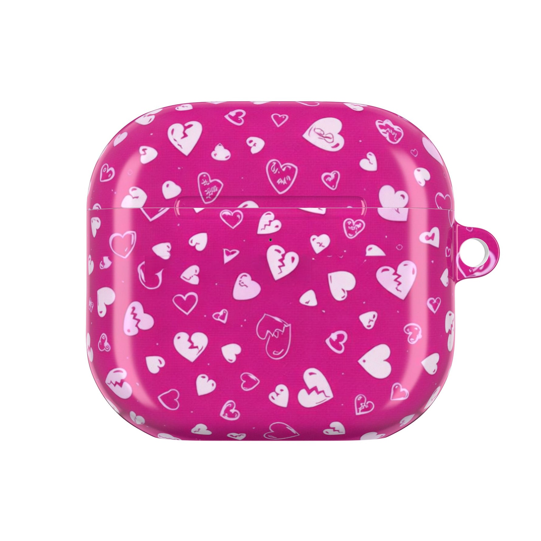 Pink Broken Heart Pattern AirPod Case — Cute Valentine Protective Charging Case
