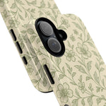 Sage Green Vintage Floral Pattern iPhone Case | MagSafe Compatible - Shamo's