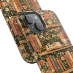 Floral Bookshelf iPhone Case — MagSafe Magnetic, Impact-Resistant
