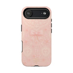 Balletcore Pink Floral Lace iPhone Case with Bow | Works with MagSafe - Shamo's