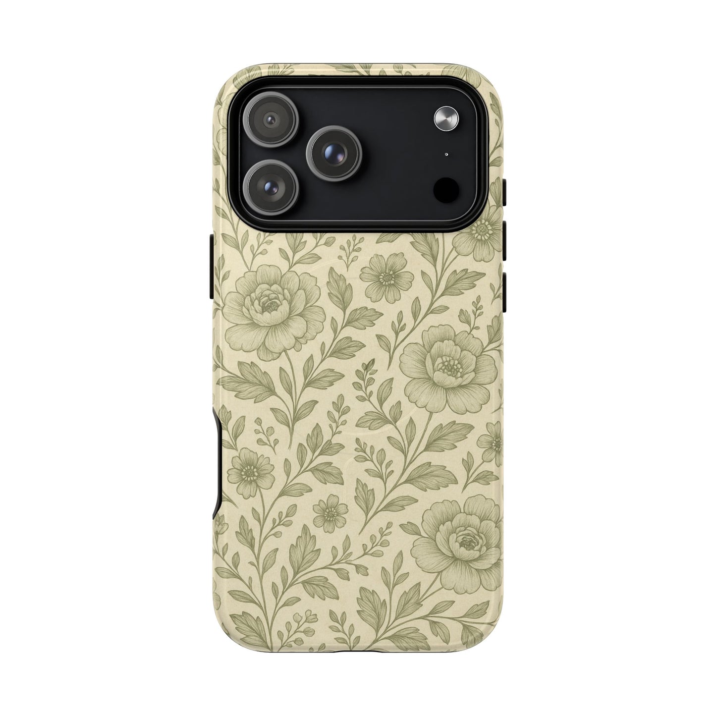 Sage Pattern Vintage Floral iPhone Case | Compatible with MagSafe
