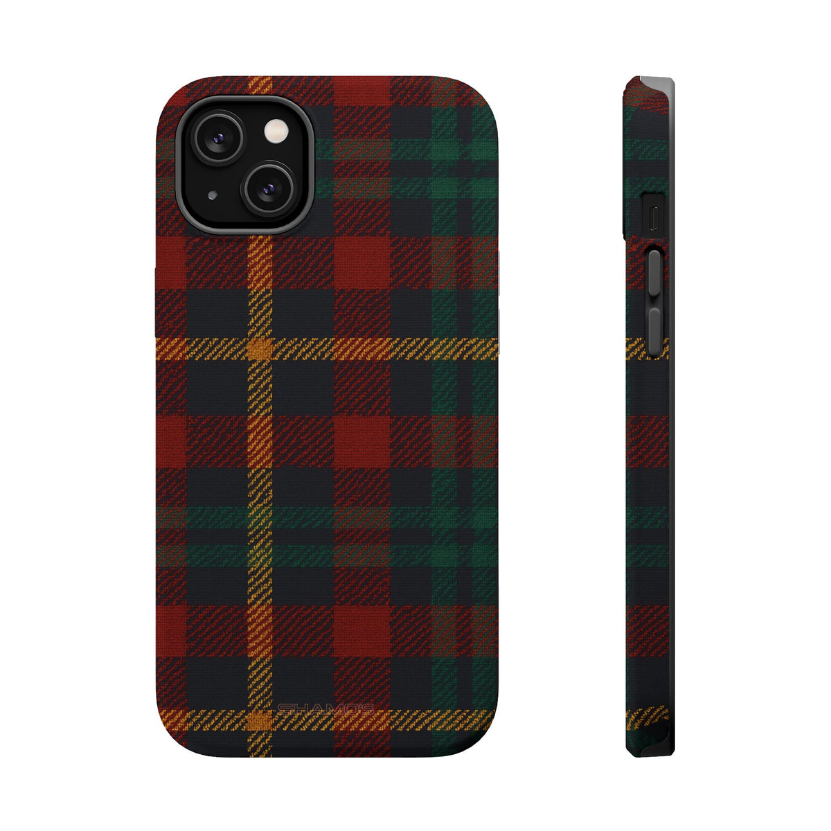 Funda para iPhone resistente a impactos con diseño de cuadros escoceses rojos y verdes con MagSafe