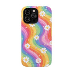 Funda de teléfono resistente a impactos con efecto cascada de colores Rainbow Daisy