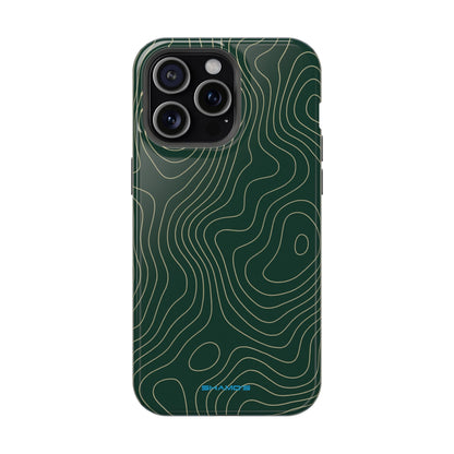 Topographic Green Magnetic Impact-Resistant iPhone Case | MagSafe compatible  Shamo's iPhone 15 Pro Max / Glossy