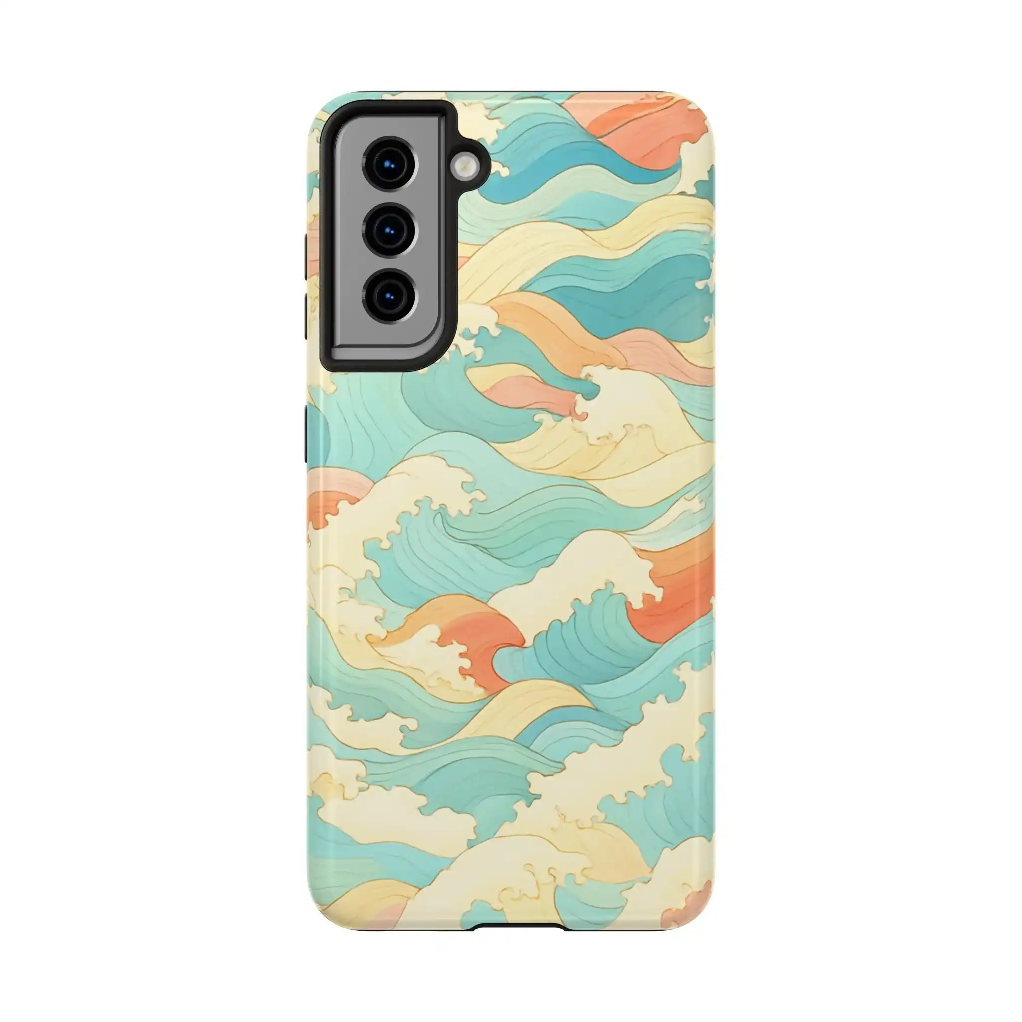 Ocean Wave Tough Phone Case — Pastel Retro Surf Pattern  Shamo's Samsung Galaxy S21