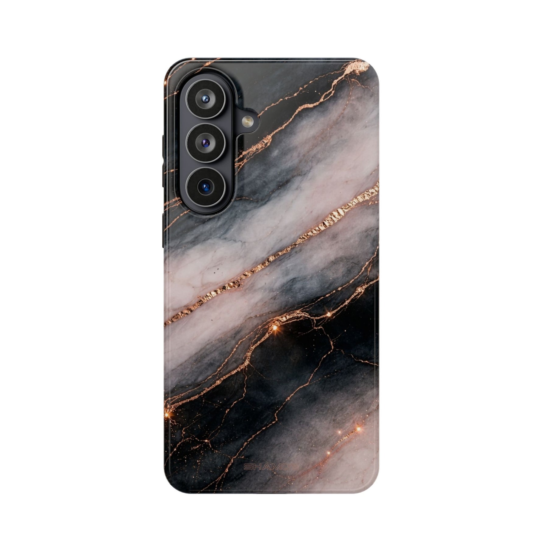 Marbled Black & Rose Gold Magnetic MagSafe Compatible Phone Case — Impact-Resistant