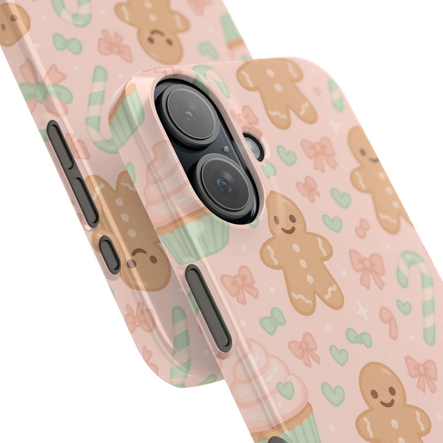 Gingerbread Holiday Slim iPhone Case — Cute Candy Cane & Cupcake Pattern