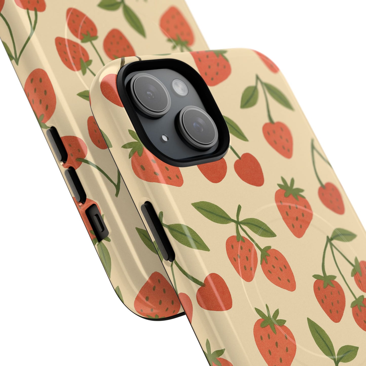 Strawberry Cherry Fruit Pattern iPhone Case | MagSafe Compatible
