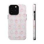 Strawberry Hearts MagSafe Compatible Phone Case | 'Paint it your way' Pink Plaid Impact-Resistant