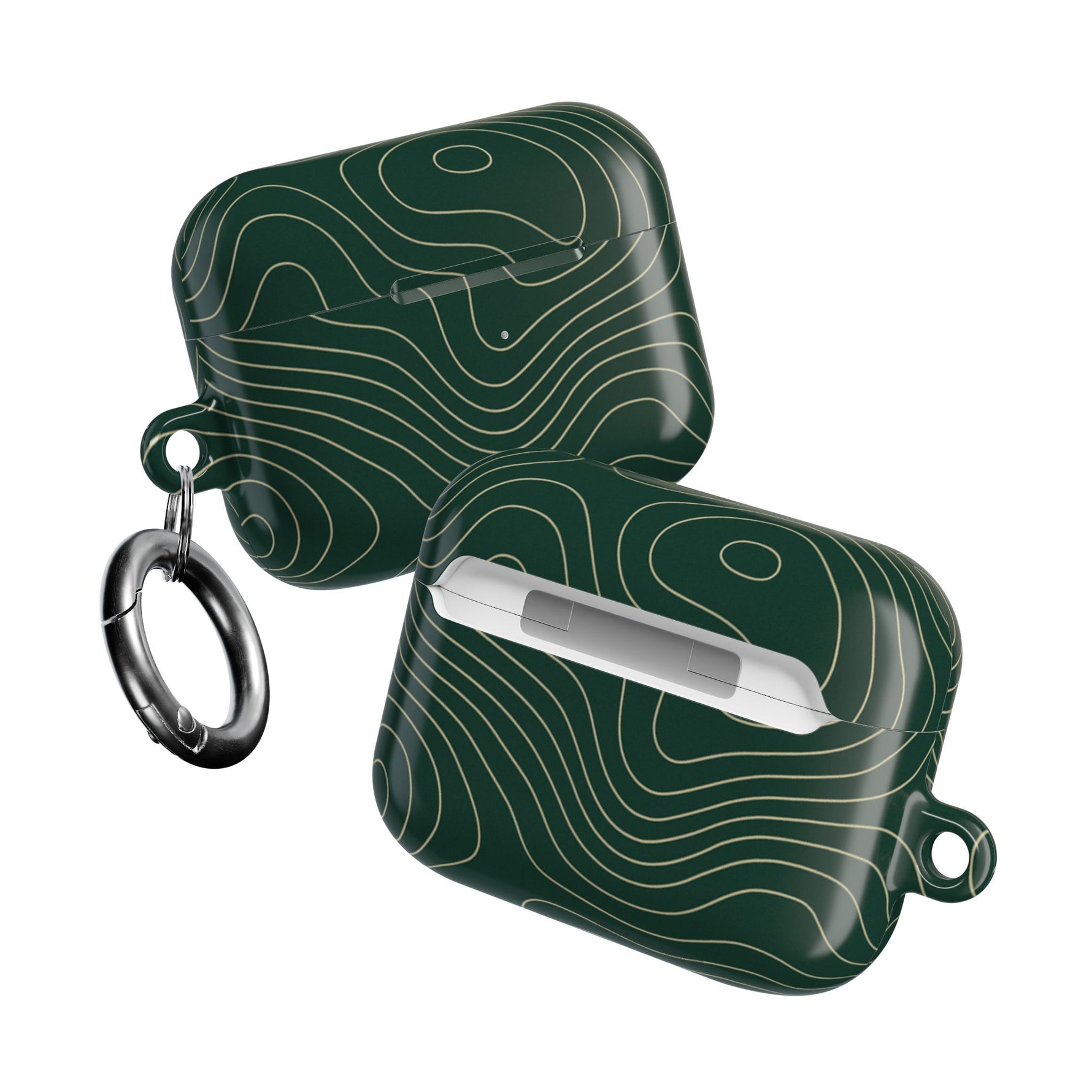 Topographic Green AirPod Case, Minimal Contour Design