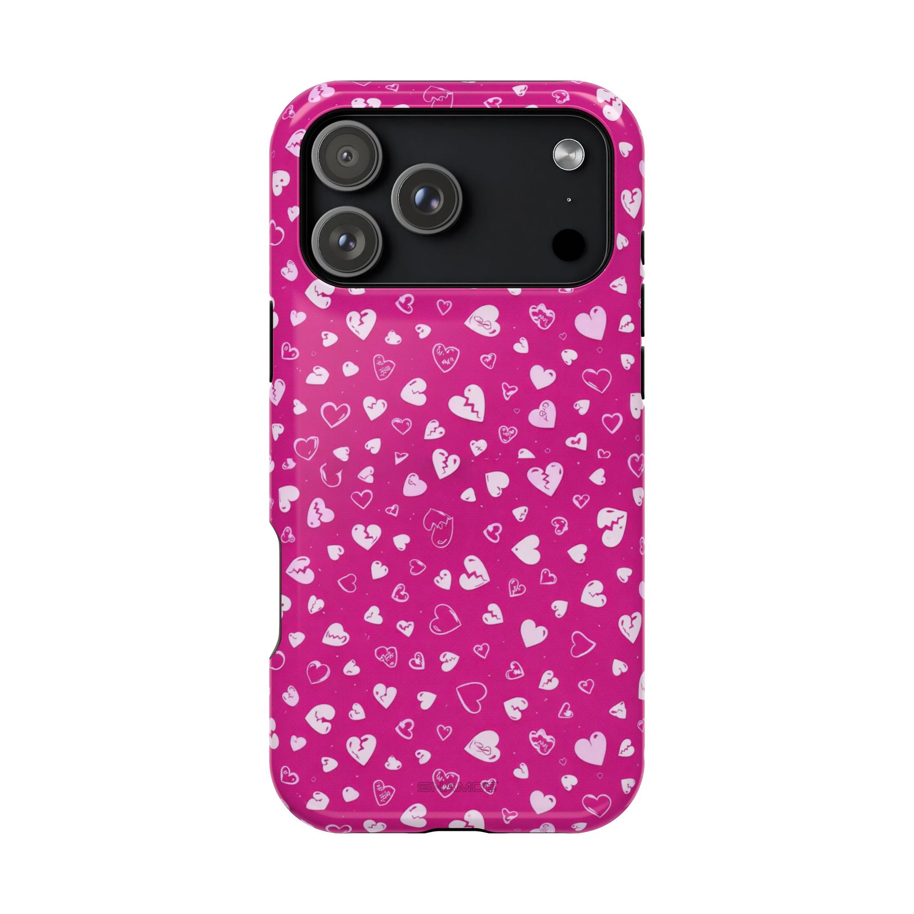 Broken Heart Hot Pink Impact-Resistant iPhone Case | MagSafe - iPhone 17 Pro Max / Glossy - Shamo's