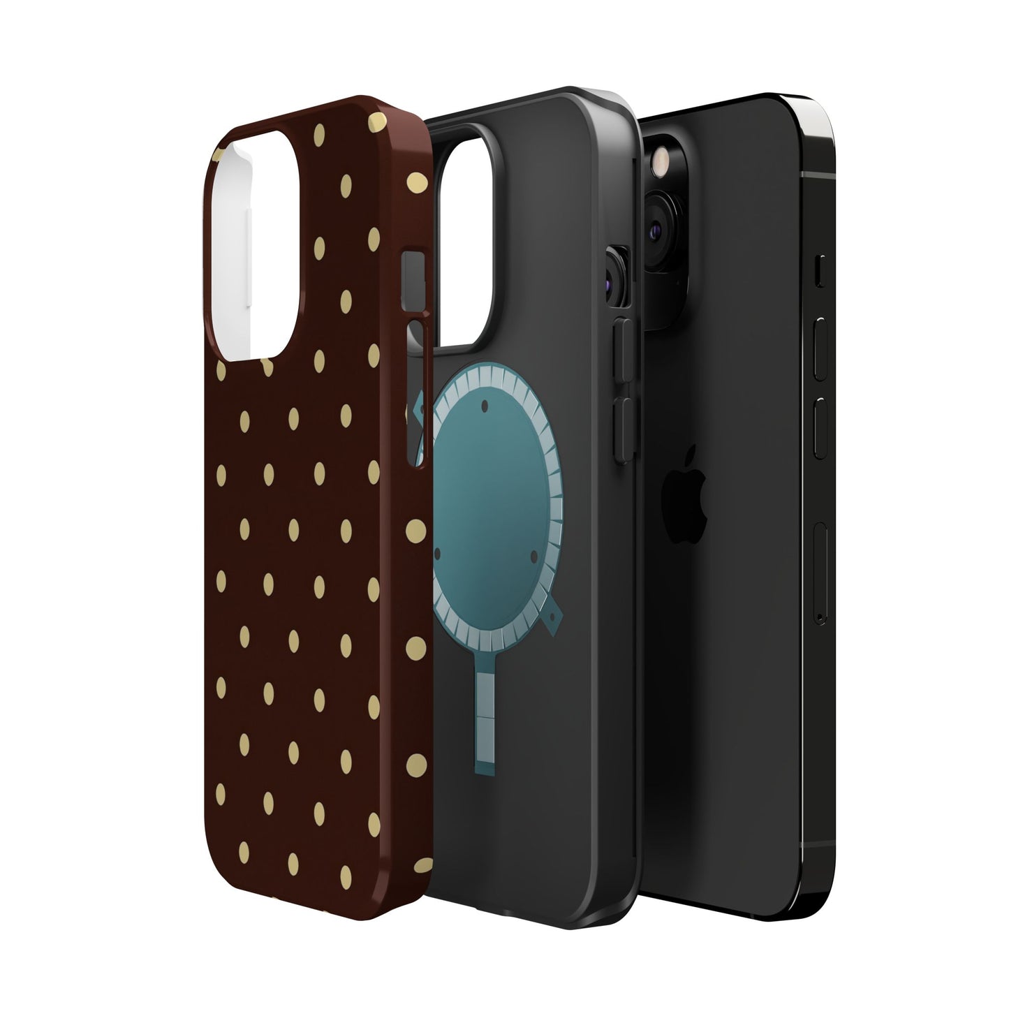 Polka Dot iPhone Case — Brown & Cream Protective Cover with MagSafe compatibility