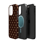 Polka Dot iPhone Case — Brown & Cream Protective Cover with MagSafe compatibility  Shamo's