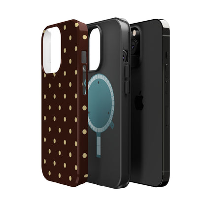 Polka Dot iPhone Case — Brown & Cream Protective Cover with MagSafe compatibility