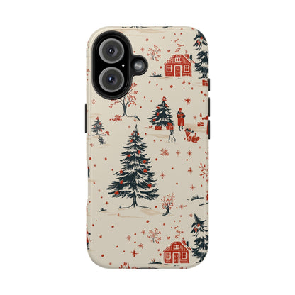 Winter Village Holiday Tough iPhone Case — Vintage Holidays & Snow Scene