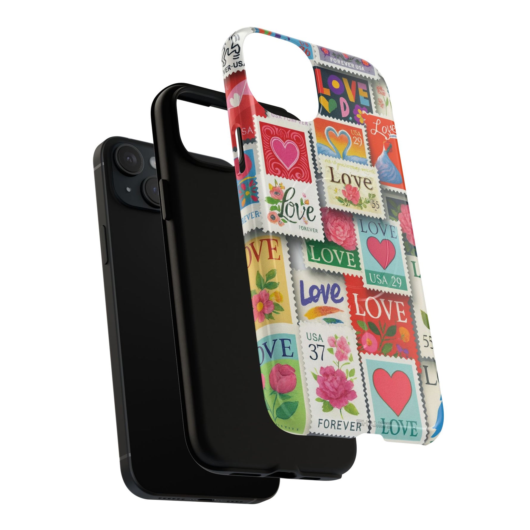Vintage Romantic Love Stamp iPhone Case | Tough Protection + MagSafe