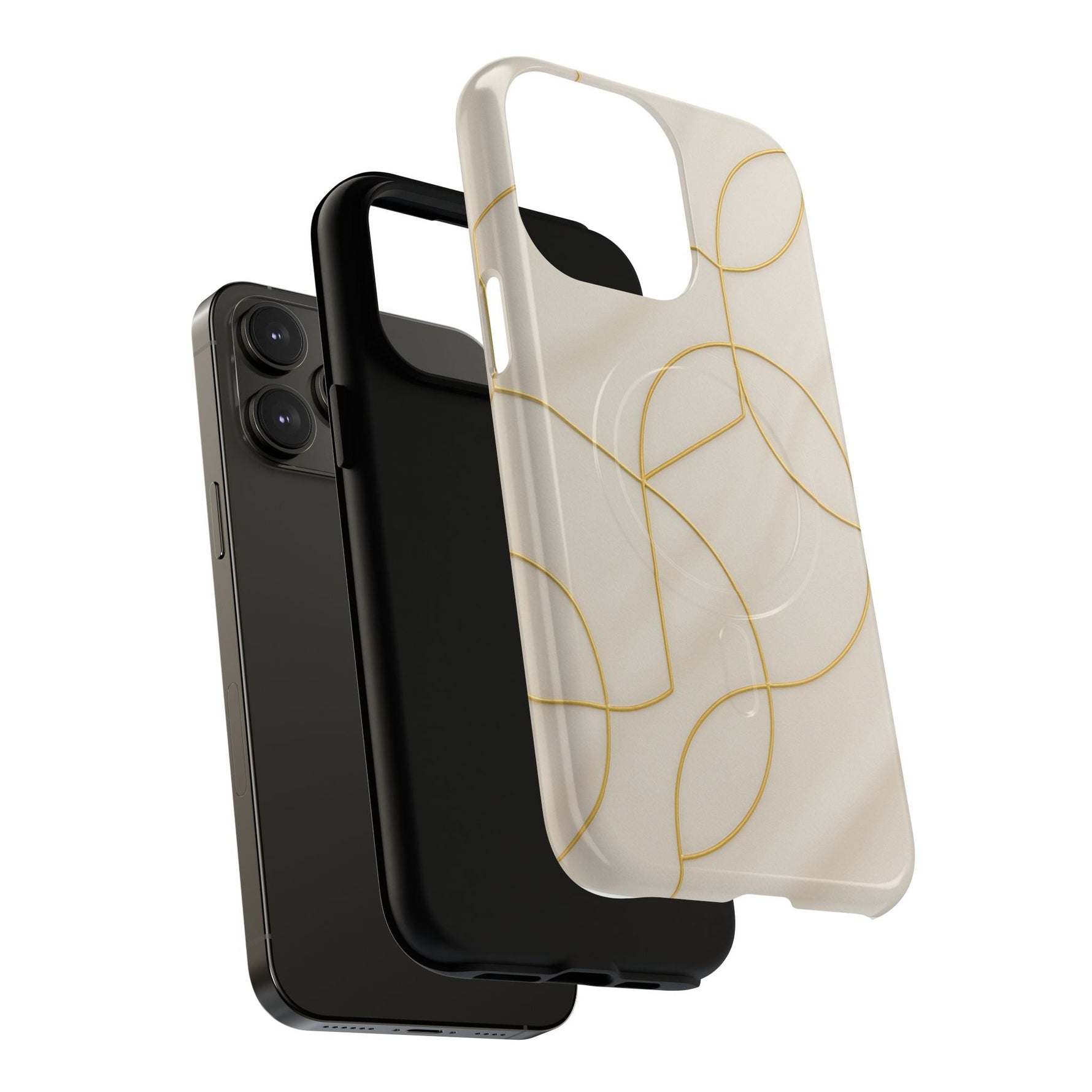 Gold Geometry on Silk Luxury Series iPhone Case with MagSafe  Shamo's