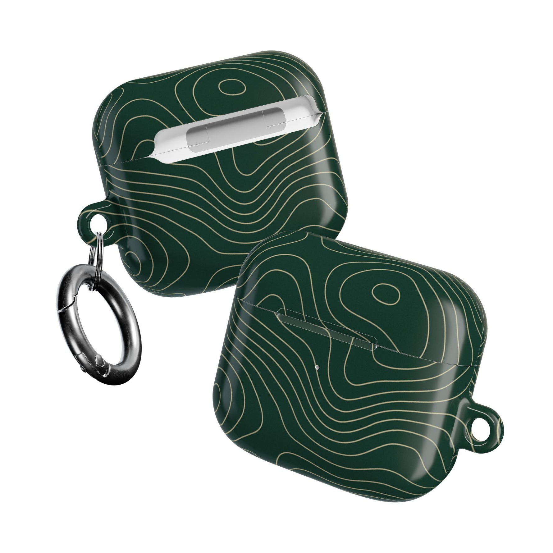 Topographic Green AirPod Case, Minimal Contour Design