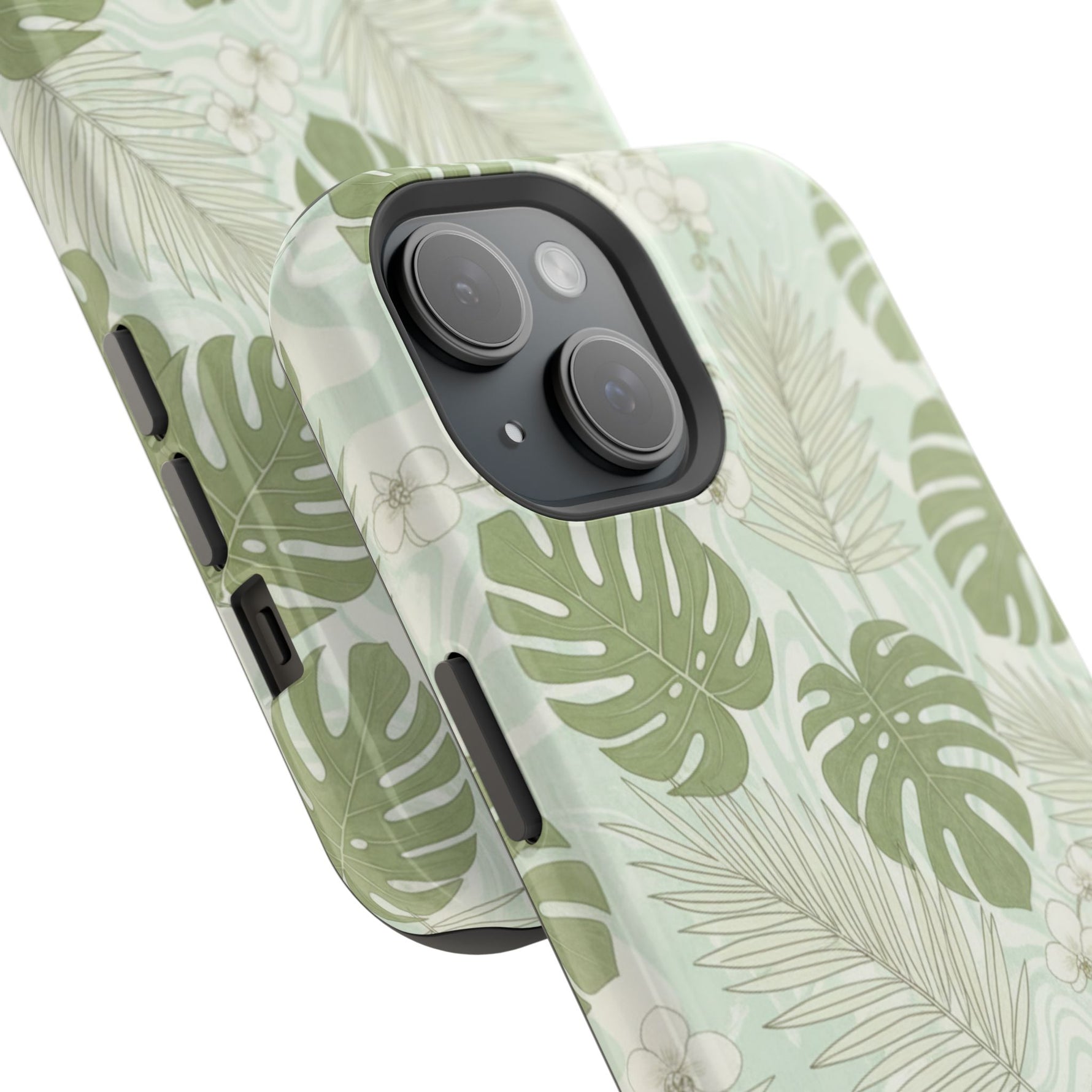 Tropical Monstera Phone Case, Impact-Resistant Magnetic iPhone Cover with MagSafe Compatibility