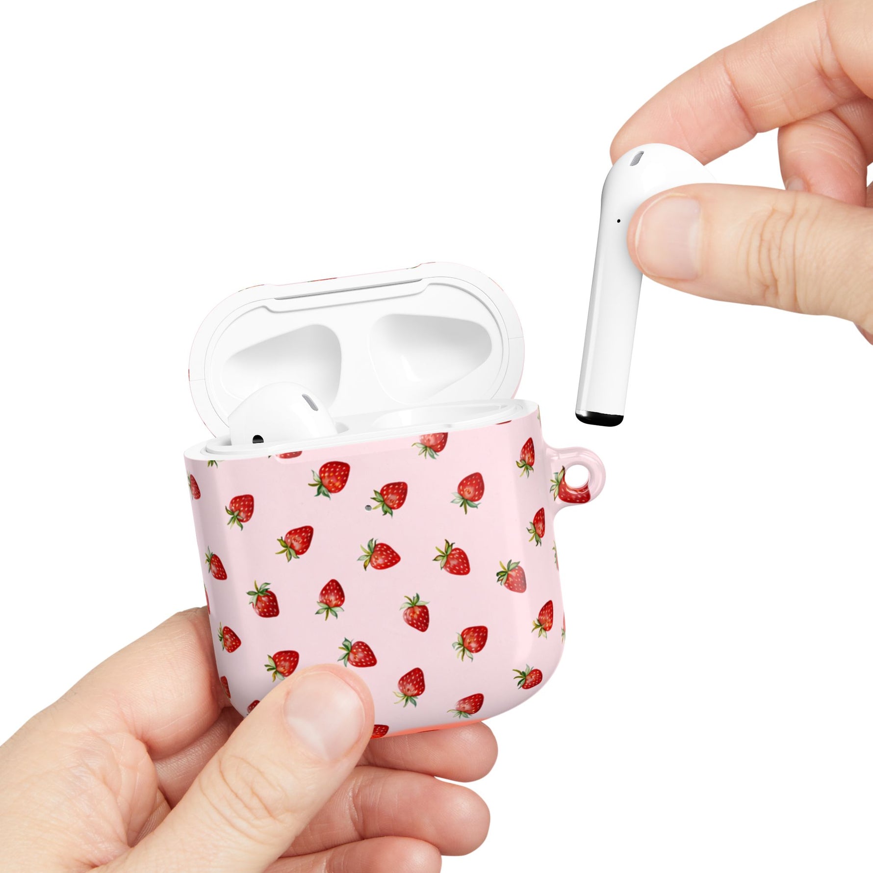 Strawberry Pattern AirPod Case | Cute Pink Protective Cover