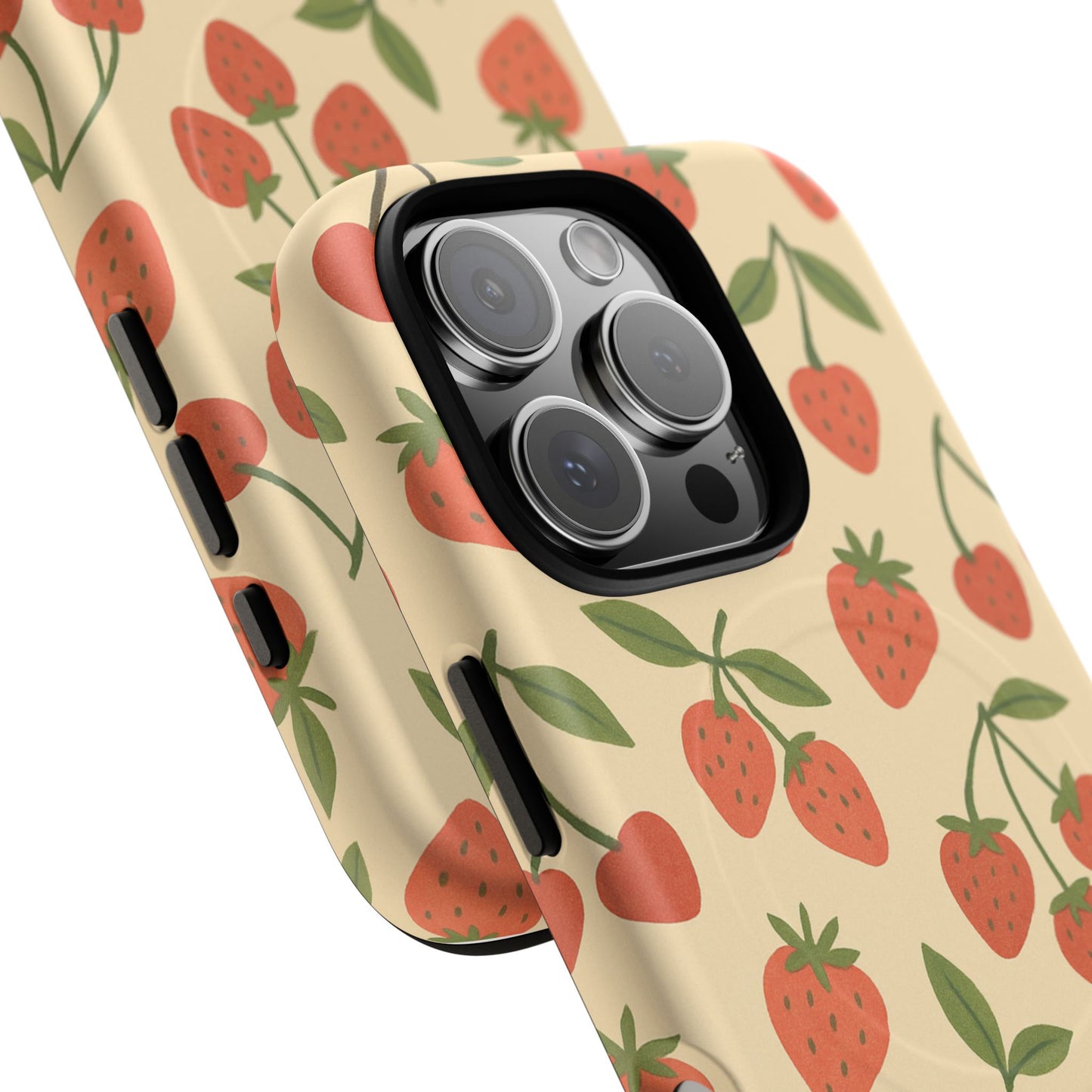 Strawberry Cherry Fruit Pattern iPhone Case | MagSafe Compatible