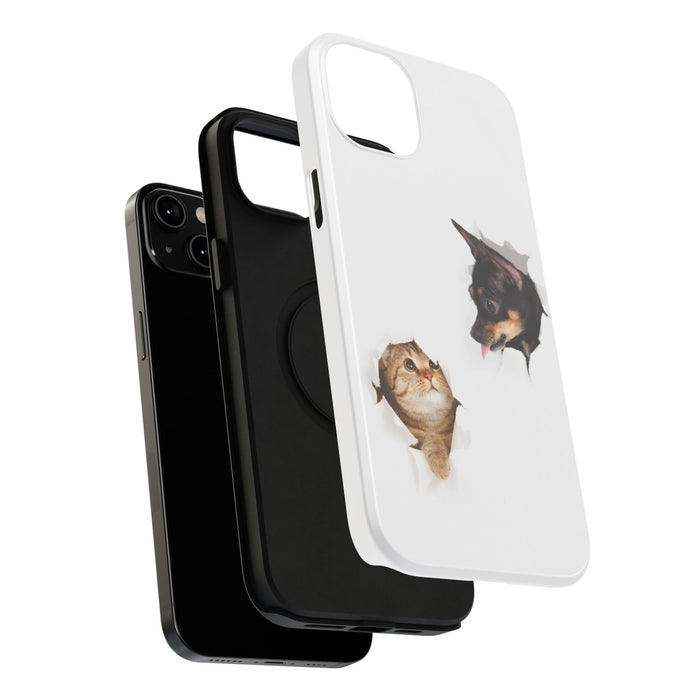 Impact-Resistant Cases with a cat and a dog