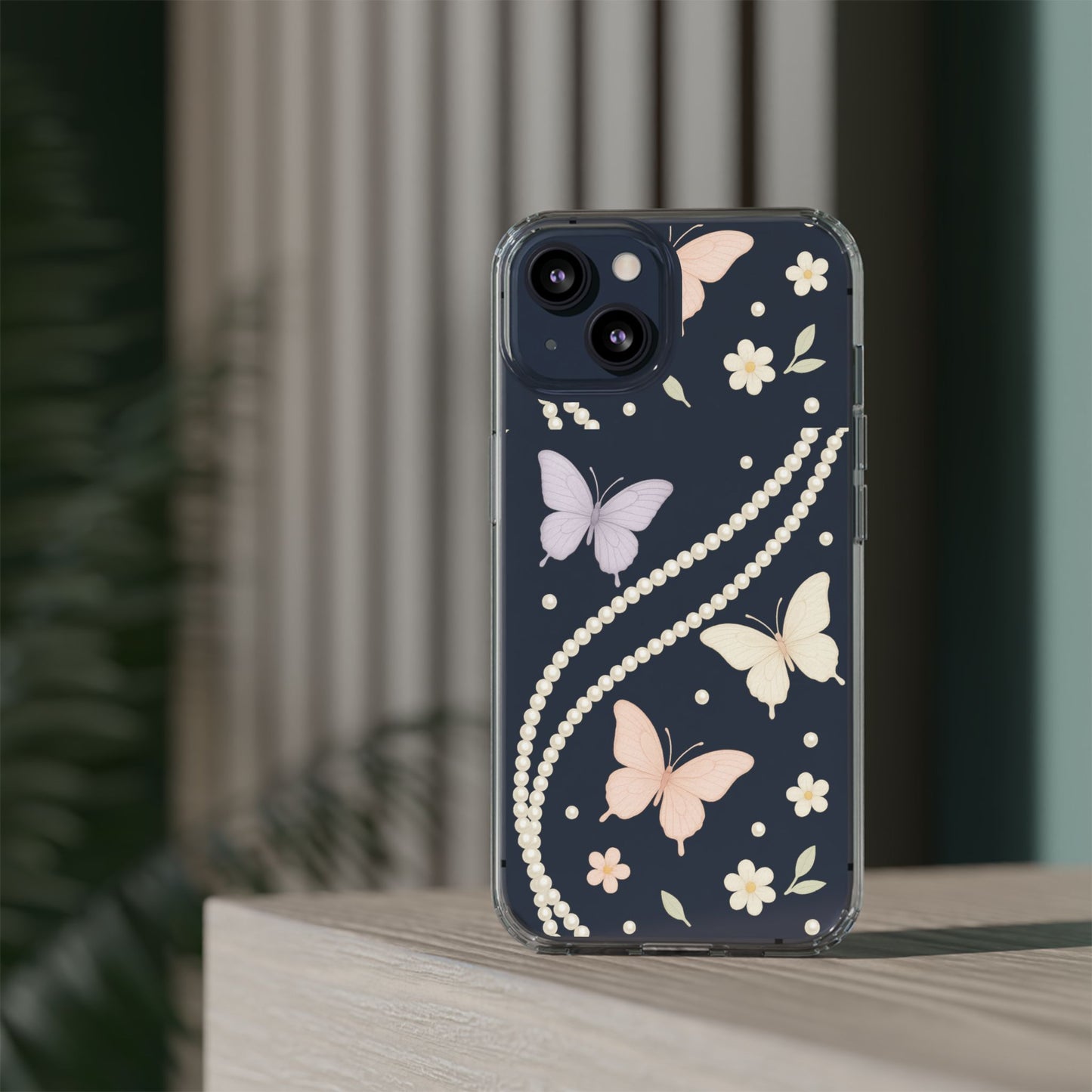 Butterfly Pearl Impact-Resistant Clear iPhone Case - Shamo's