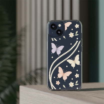 Butterfly Pearl Impact-Resistant Clear iPhone Case - Shamo's