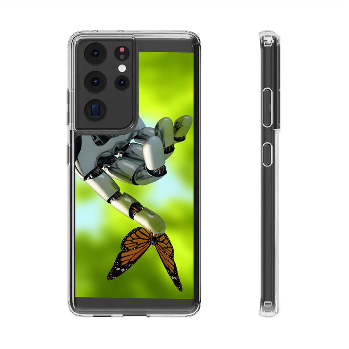 Clear Phone Cases with Robotic hand and Butterfly theme