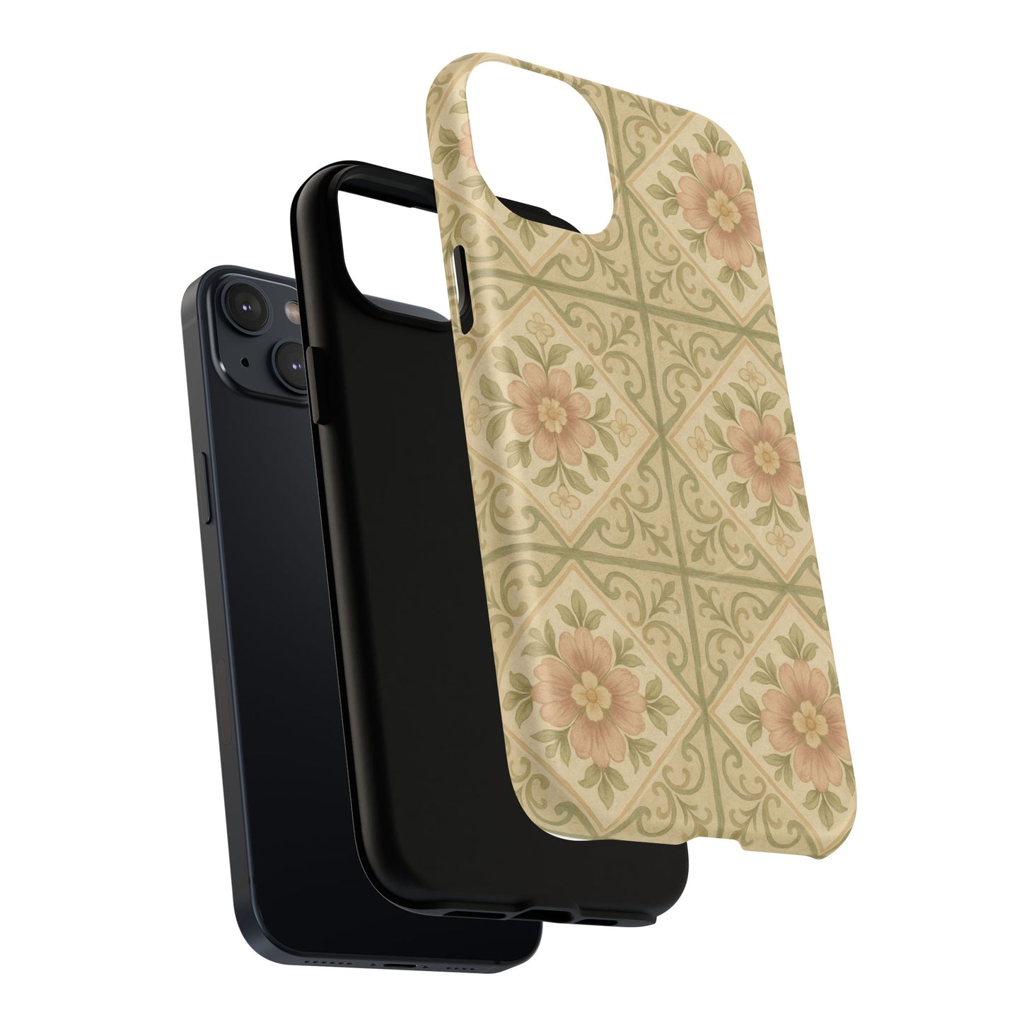 Vintage Rustic Foral Tiles iPhone Case | MagSafe