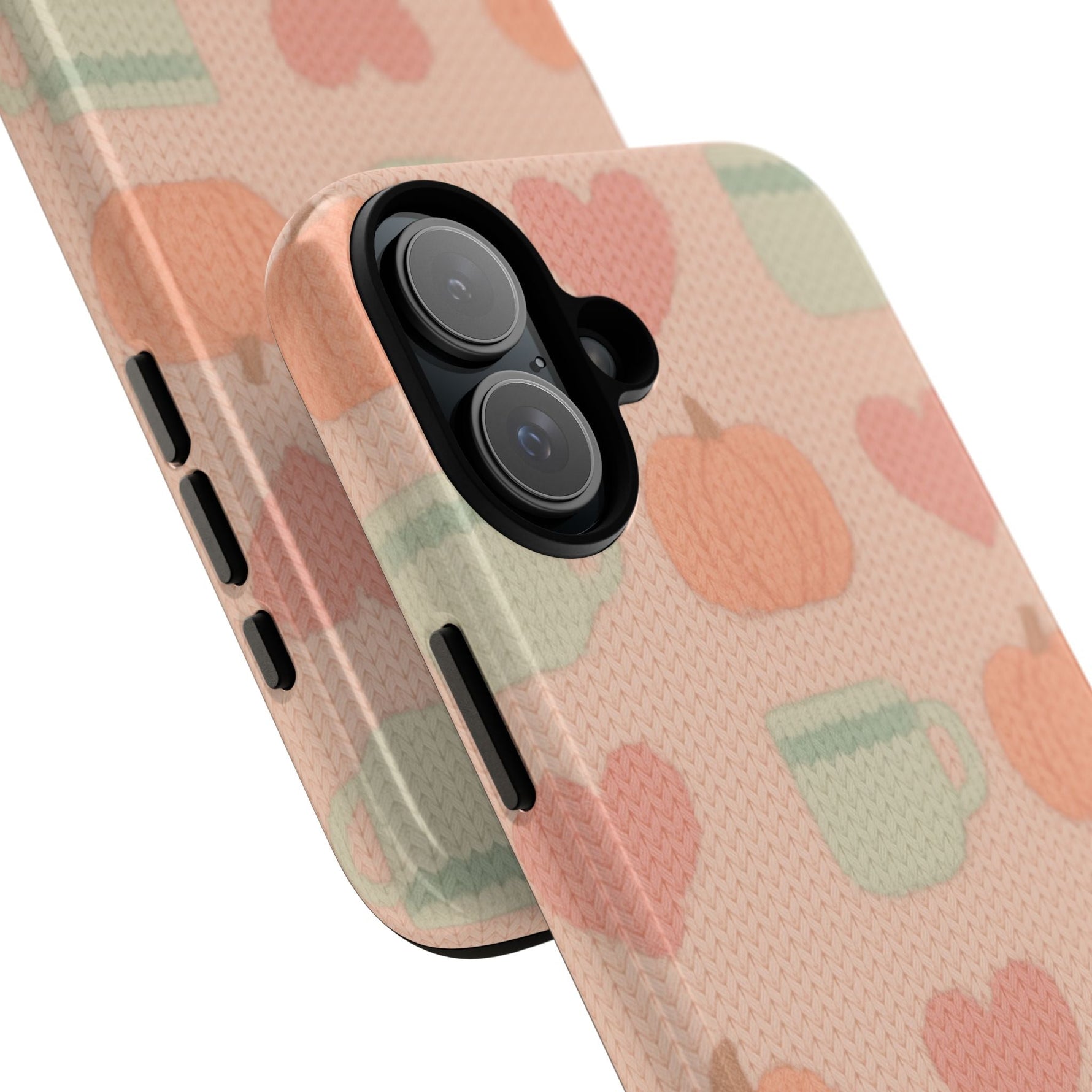 Autumn Cozy iPhone Case – Pumpkin, Heart & Coffee Cup Pattern  Shamo's