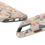 Prairie Quilt – Pastel Patchwork Pattern MagSafe Phone Case, glossy diagonal dual-camera model, port openings and edge details