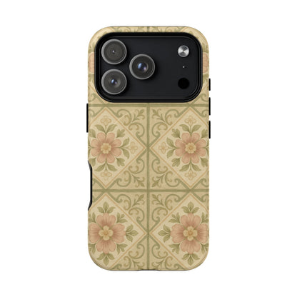 Vintage Rustic Foral Tiles iPhone Case | MagSafe