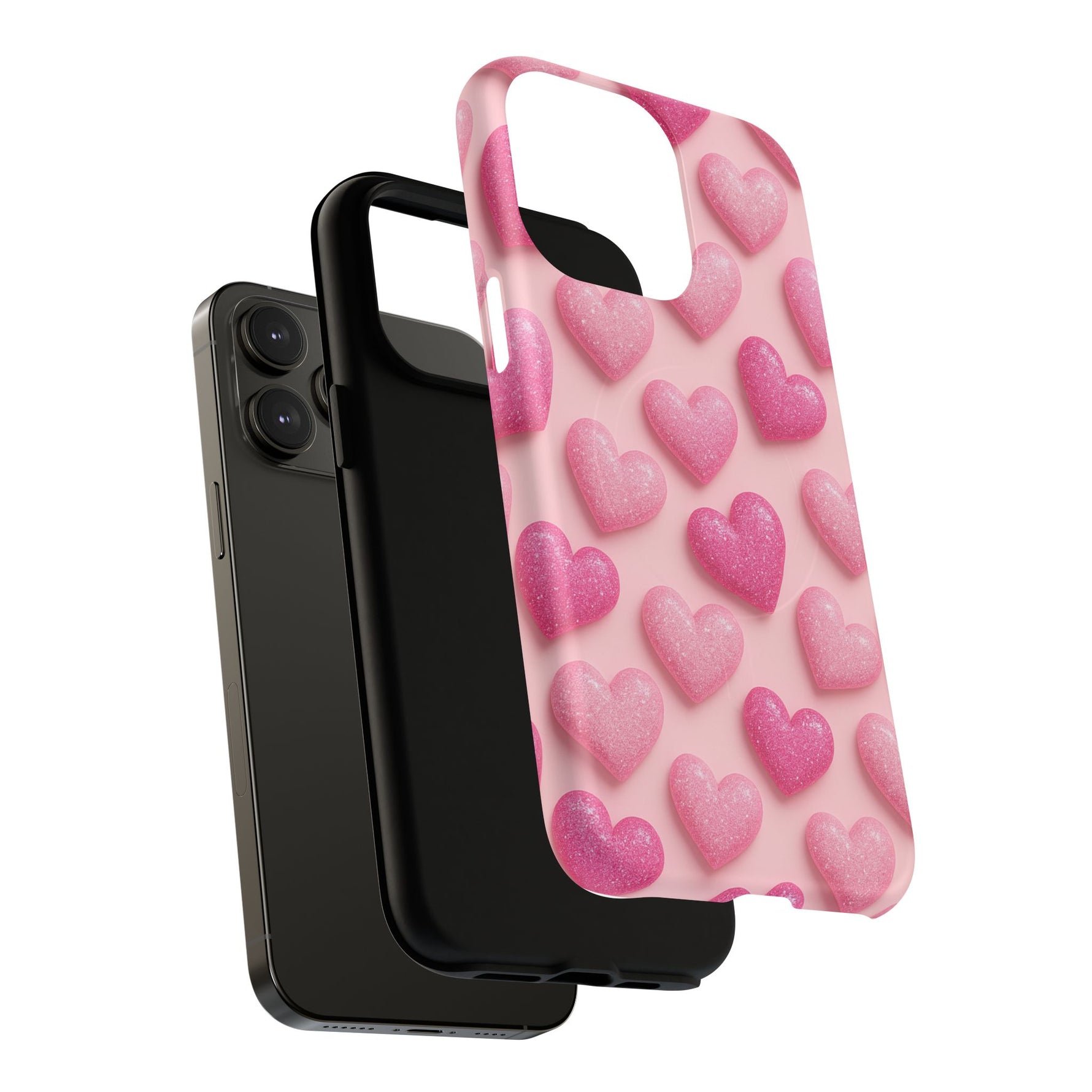 Barbiecore Glitter Hearts iPhone Case | MagSafe - Shamo's