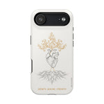 Minimalist Impact-Resistant iPhone Case, Heart Root Illustration ("Growth. Healing. Strength.") MagSafe Compatible - iPhone 17 Air / Glossy - Shamo's