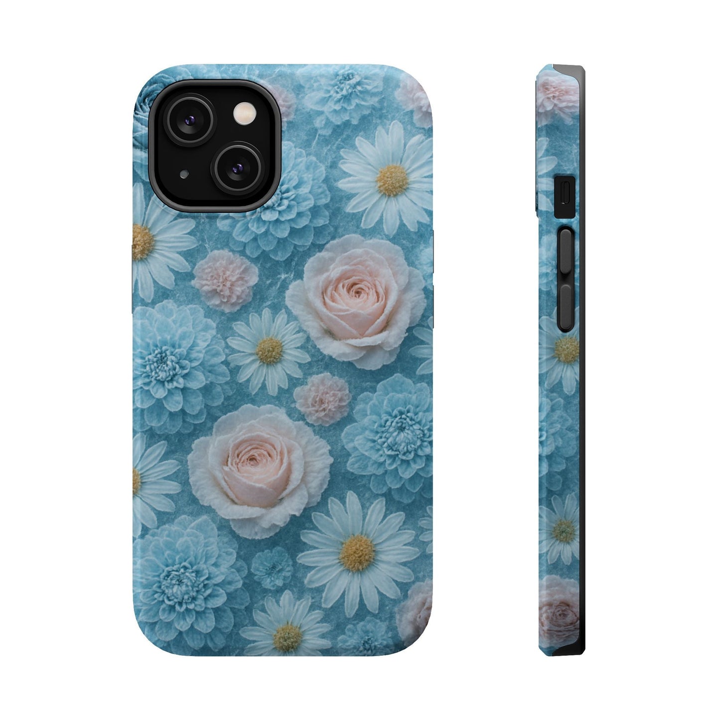 Frozen Floral Rose & Daisy Impact iPhone Case | MagSafe compatible  Shamo's iPhone 14 / Glossy