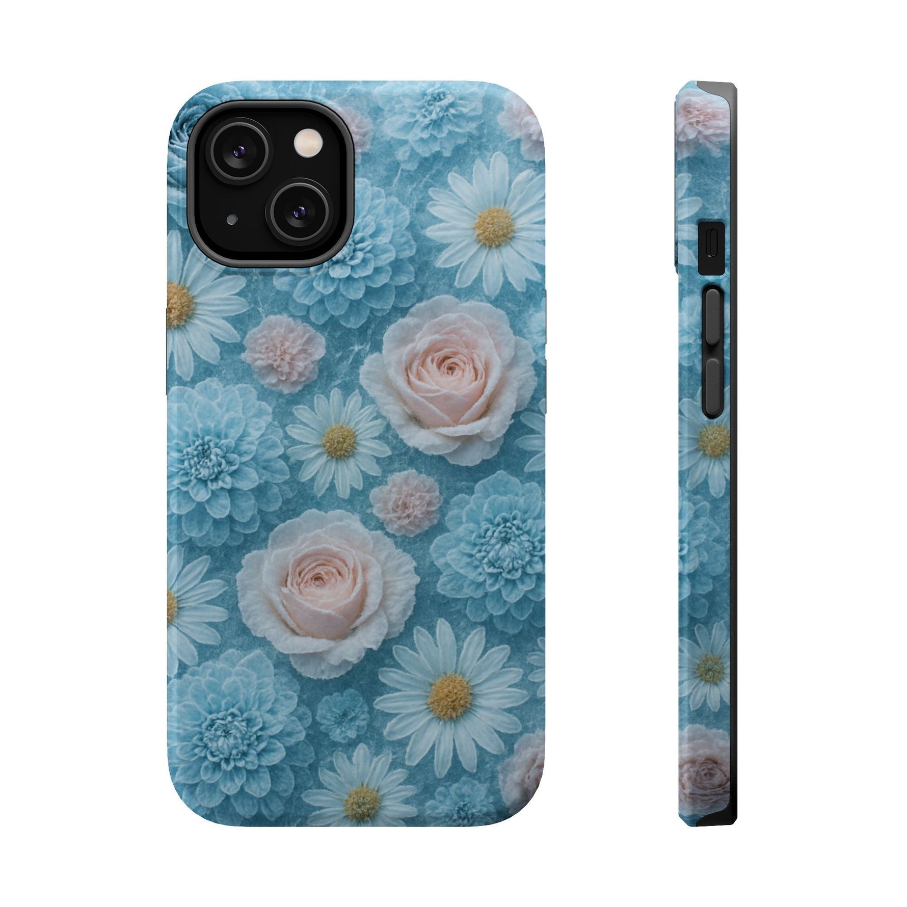 Frozen Floral Rose & Daisy Impact iPhone Case | MagSafe compatible  Shamo's iPhone 14 / Glossy