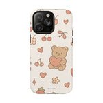 Teddy Berry Cozy Strawberry Pattern iPhone Case with MagSafe