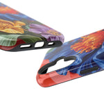 Electric Paradise MagSafe Phone Case – Cobalt Floral & Coral Waves | Glossy