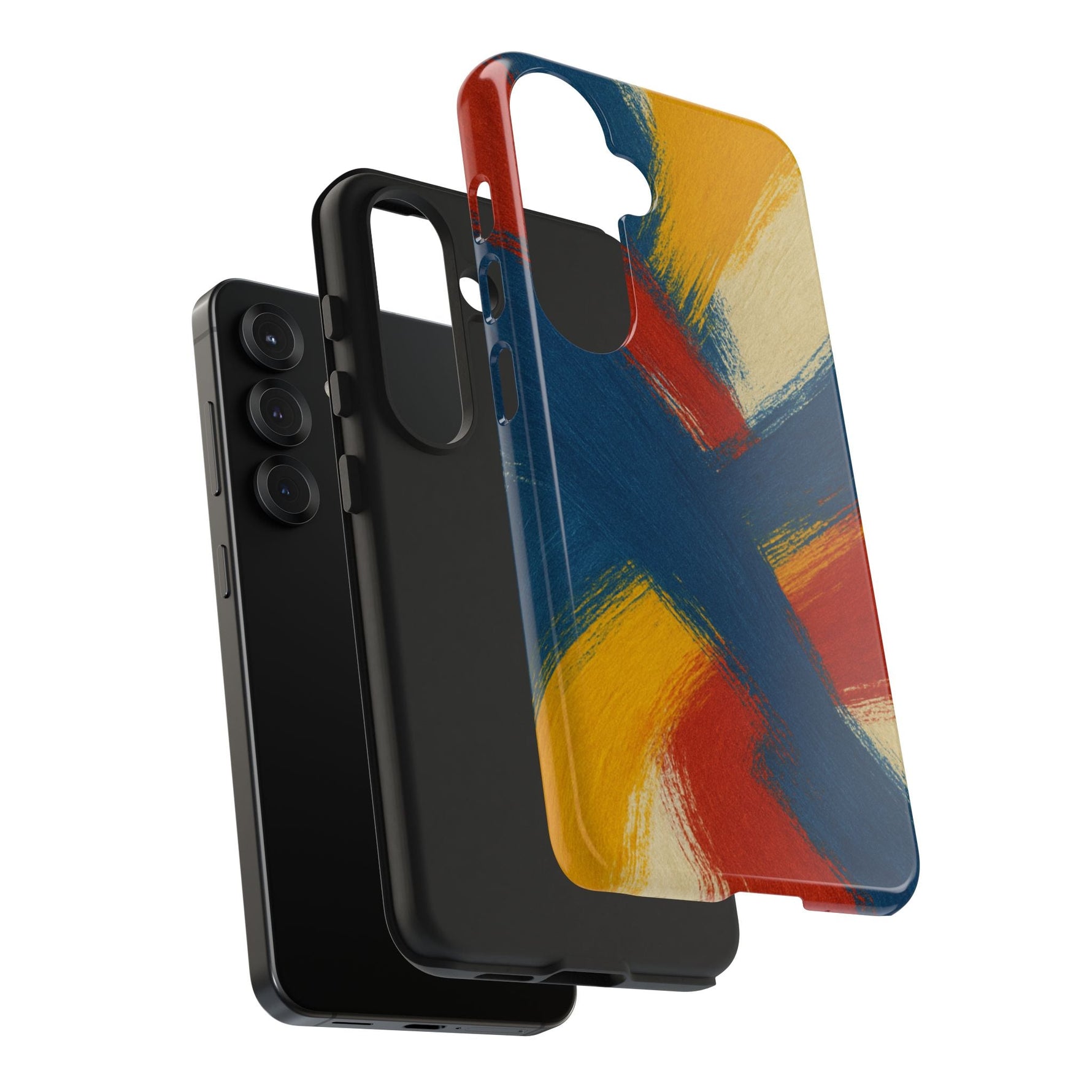 Abstract Brushstroke Tough Phone Case — Colorful Red, Blue & Yellow Protective Cover  Shamo's
