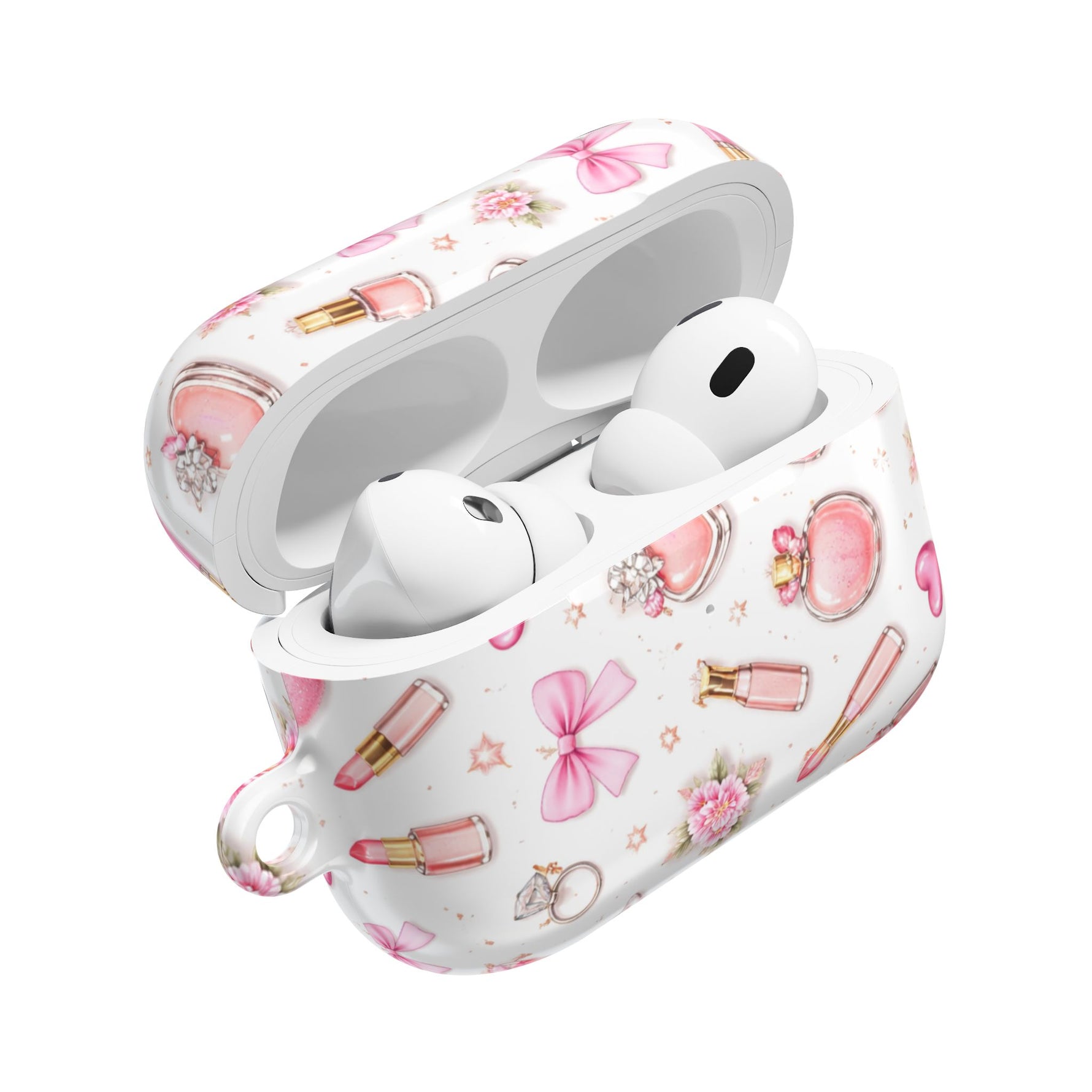 AirPods Case, Pink Beauty Boss Lady Makeup Pattern Silicone Protective Cover