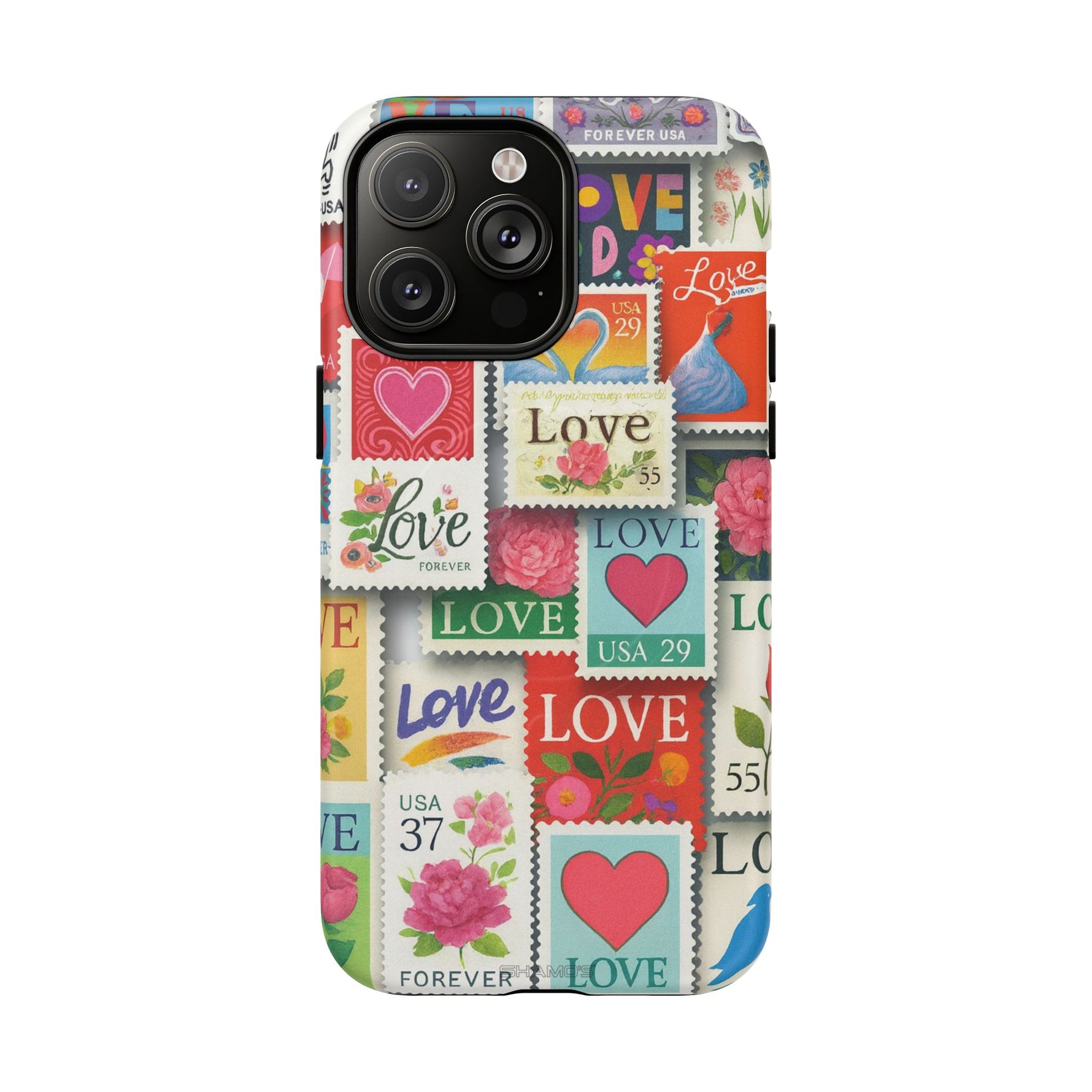 Vintage Romantic Love Stamp iPhone Case | Tough Protection + MagSafe