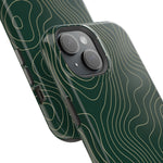 Topographic Green Magnetic Impact-Resistant iPhone Case | MagSafe compatible
