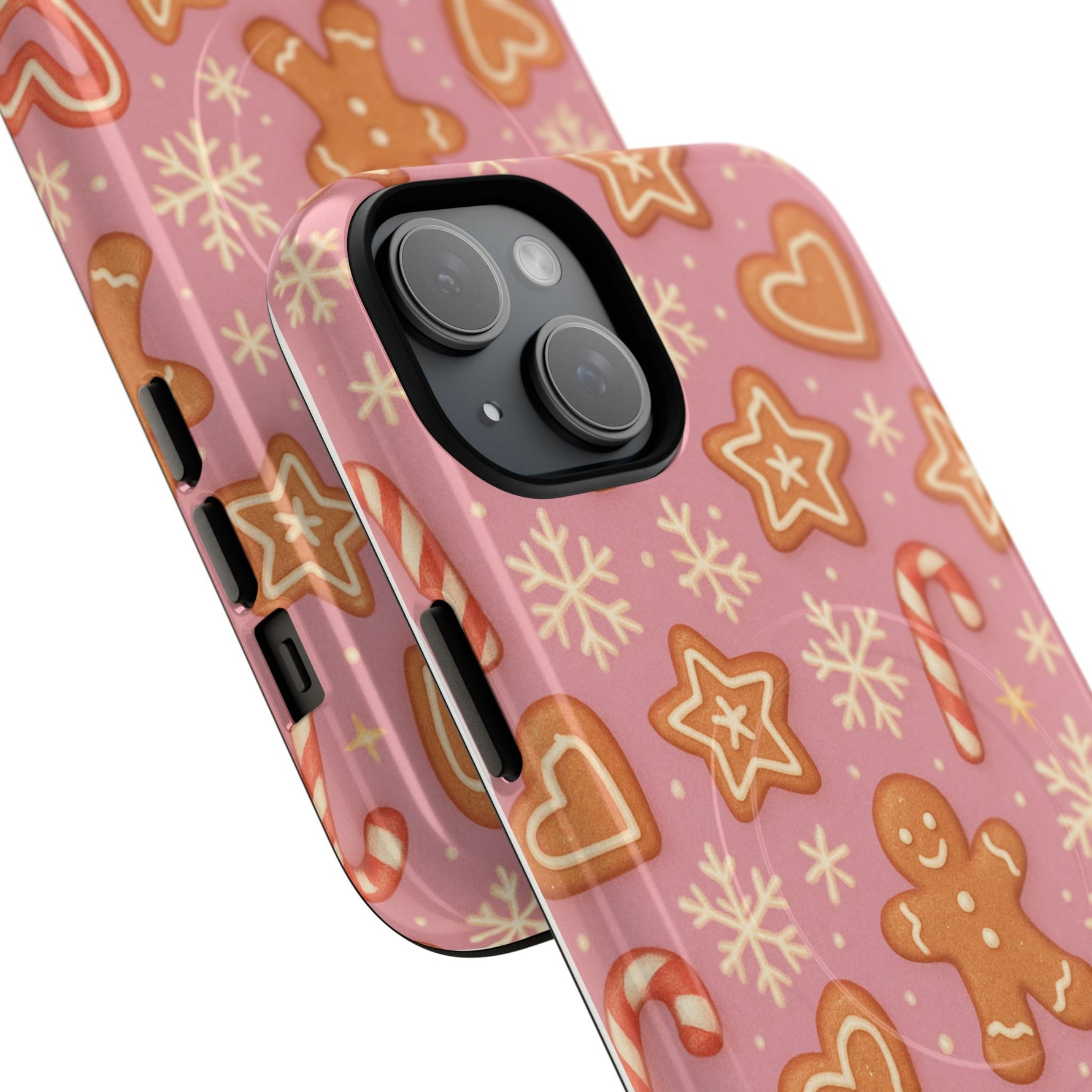 Pink Gingerbread Holiday iPhone Case with MagSafe compatibility - Shamo's