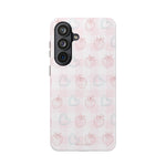Strawberry Hearts MagSafe Compatible Phone Case | 'Paint it your way' Pink Plaid Impact-Resistant